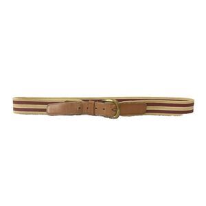Vtg Dooney Bourke Men Striped Belt Leather Cloth 32-35 Yellow Red Preppy Classic